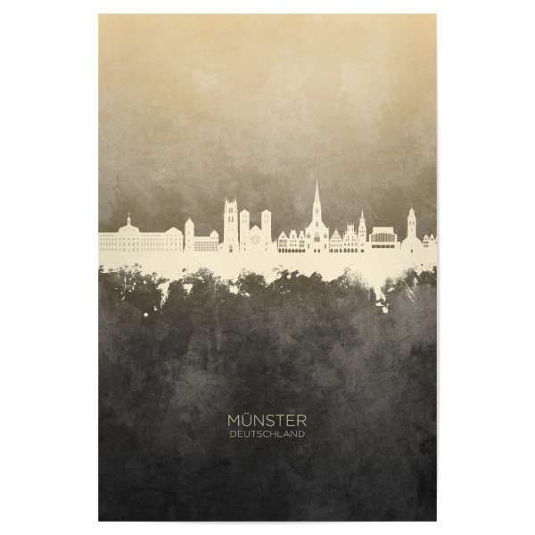 Poster "Münster Germany Skyline Taupe" artboxONE - Städte - Münster,Deutschland,Skyline,Cityscape,Stadtbild,Watercolor,Painting,City,Stadt,Germany