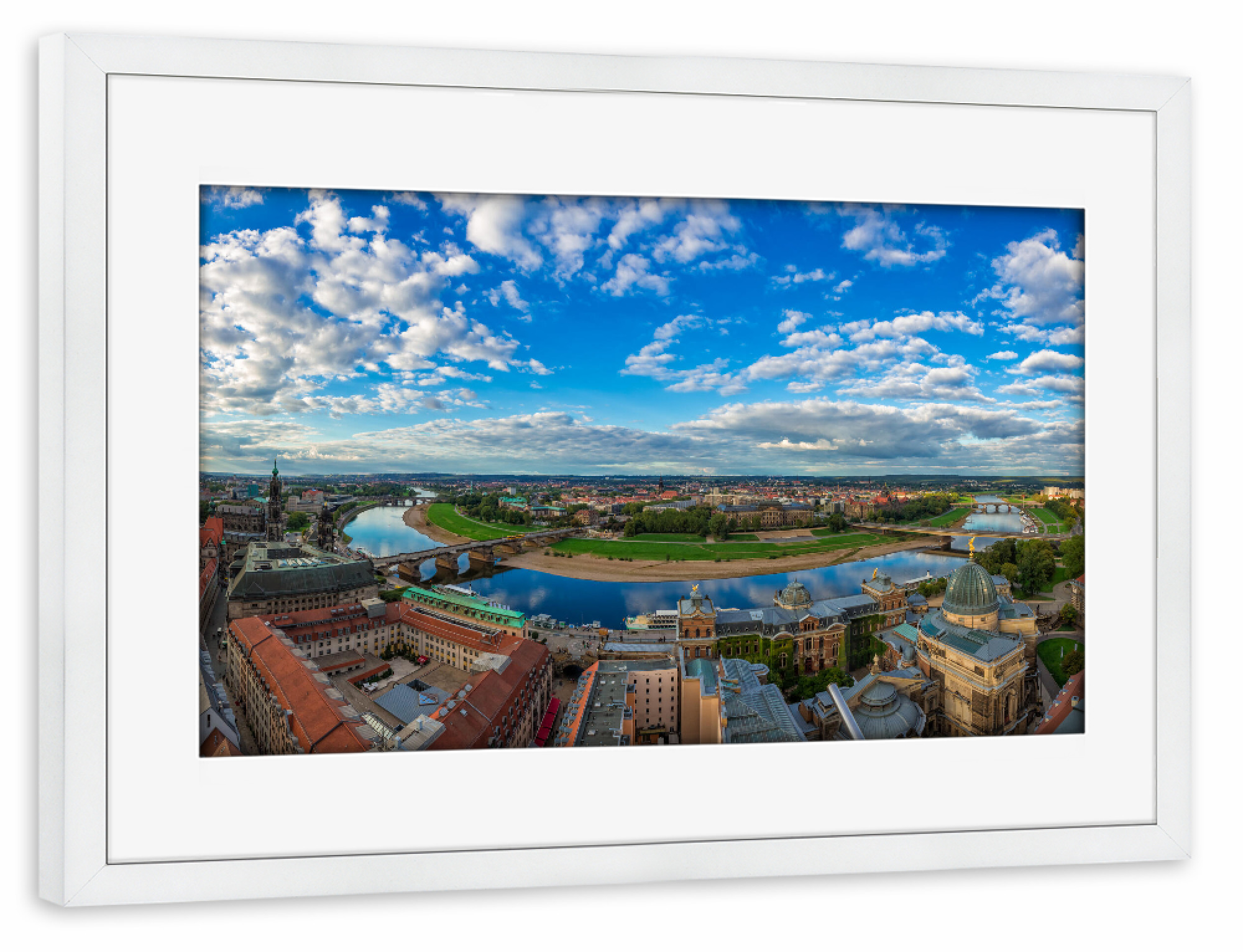 Poster mit Rahmen weiß "Dresden von oben" artboxONE - Reise,Architektur,Städte / Dresden