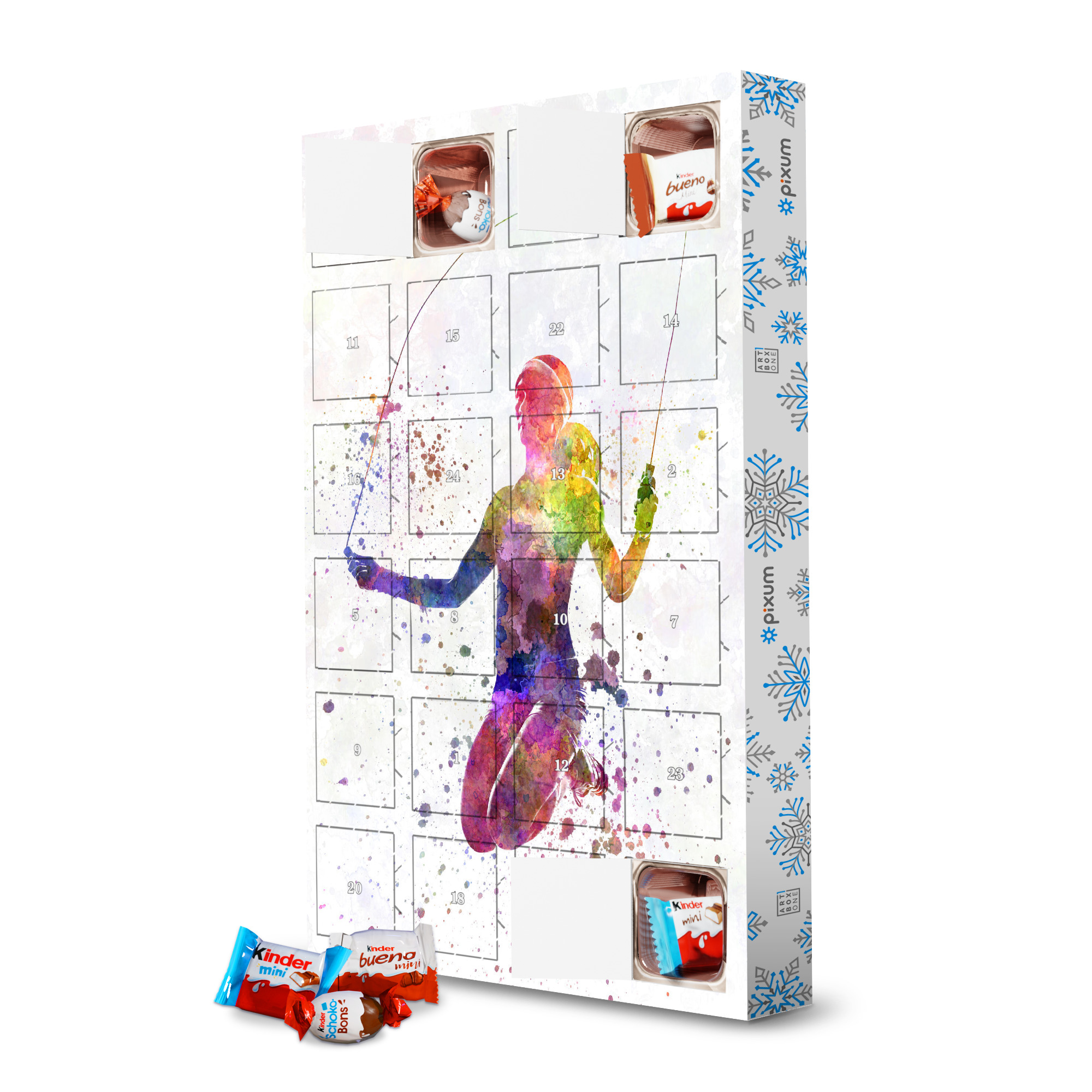 Adventskalender mit Produkten von Kinder Watercolor fitness artboxONE Adventskalender Sport