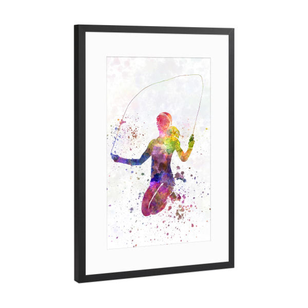 Poster mit Rahmen Schwarz (Metallic) "Watercolor fitness" artboxONE - Sport - Sport,Sports,Watercolor,Fitness,Gym,Exercise,Athlete,Gymnast,Olympic