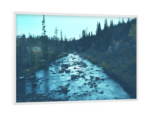 Poster mit weißem Rahmen "Norwegischer Fluss" artboxONE - Natur,Reise,Reise / Länder