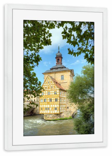 Poster mit Rahmen weiß "Altes Rathaus Bamberg" artboxONE - Städte,Reise,Architektur