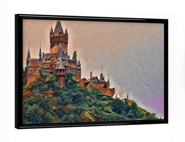 Poster mit schwarzem Rahmen "Die Reichsburg über Cochem" artboxONE - Städte,Reise,Architektur