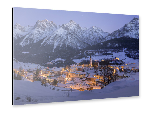 Alu-Dibond "Ftan im Winterzauber" 30x20 cm artboxONE