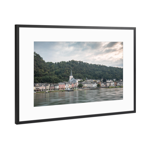 Poster mit Rahmen Schwarz (Metallic) "Sankt Goar" artboxONE - Städte
