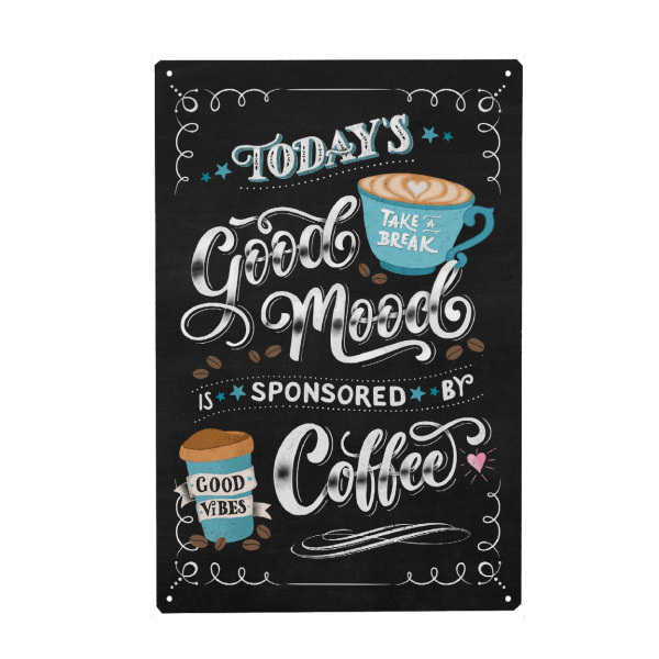 Holzbild "Good Mood is Sponsored by Coffee" artboxONE - Typografie,Essen & Trinken,Lustig