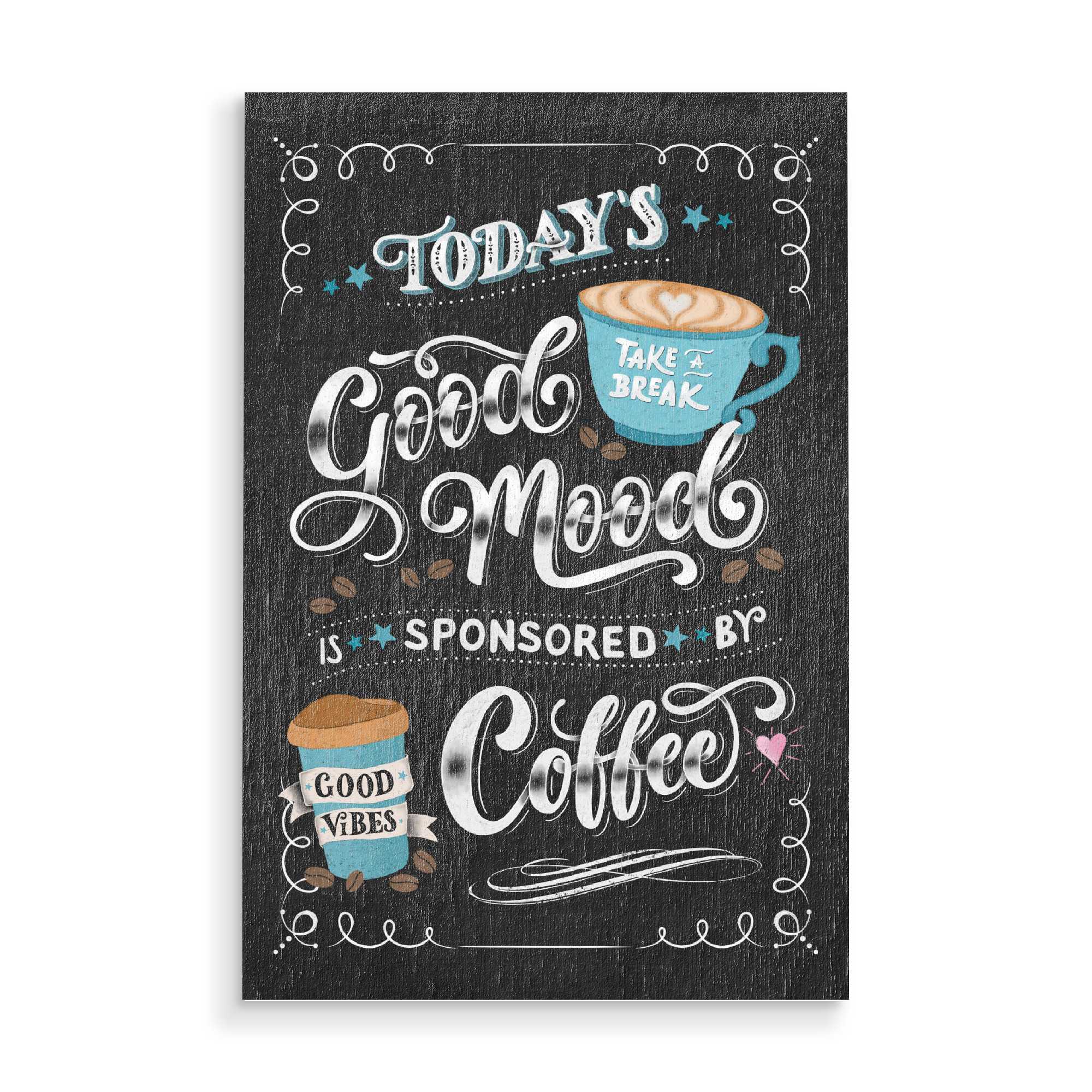 Holzbild "Good Mood is Sponsored by Coffee" artboxONE - Typografie,Essen & Trinken,Lustig