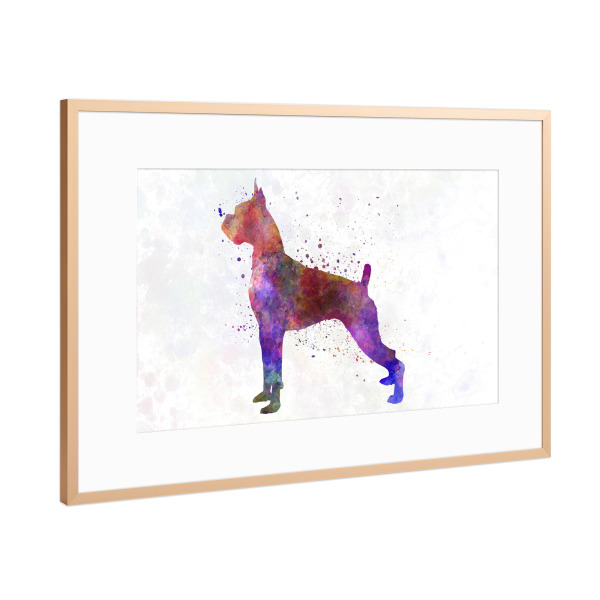 Poster mit Rahmen Kupfer "Boxer in watercolor" artboxONE - Tiere,Abstrakt