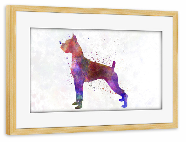 Poster mit Rahmen kiefer "Boxer in watercolor" artboxONE - Tiere,Abstrakt