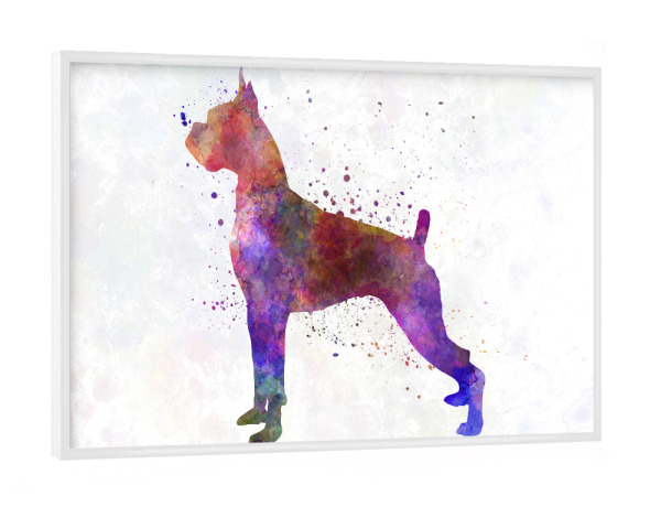 Poster mit weißem Rahmen "Boxer in watercolor" artboxONE - Tiere,Abstrakt