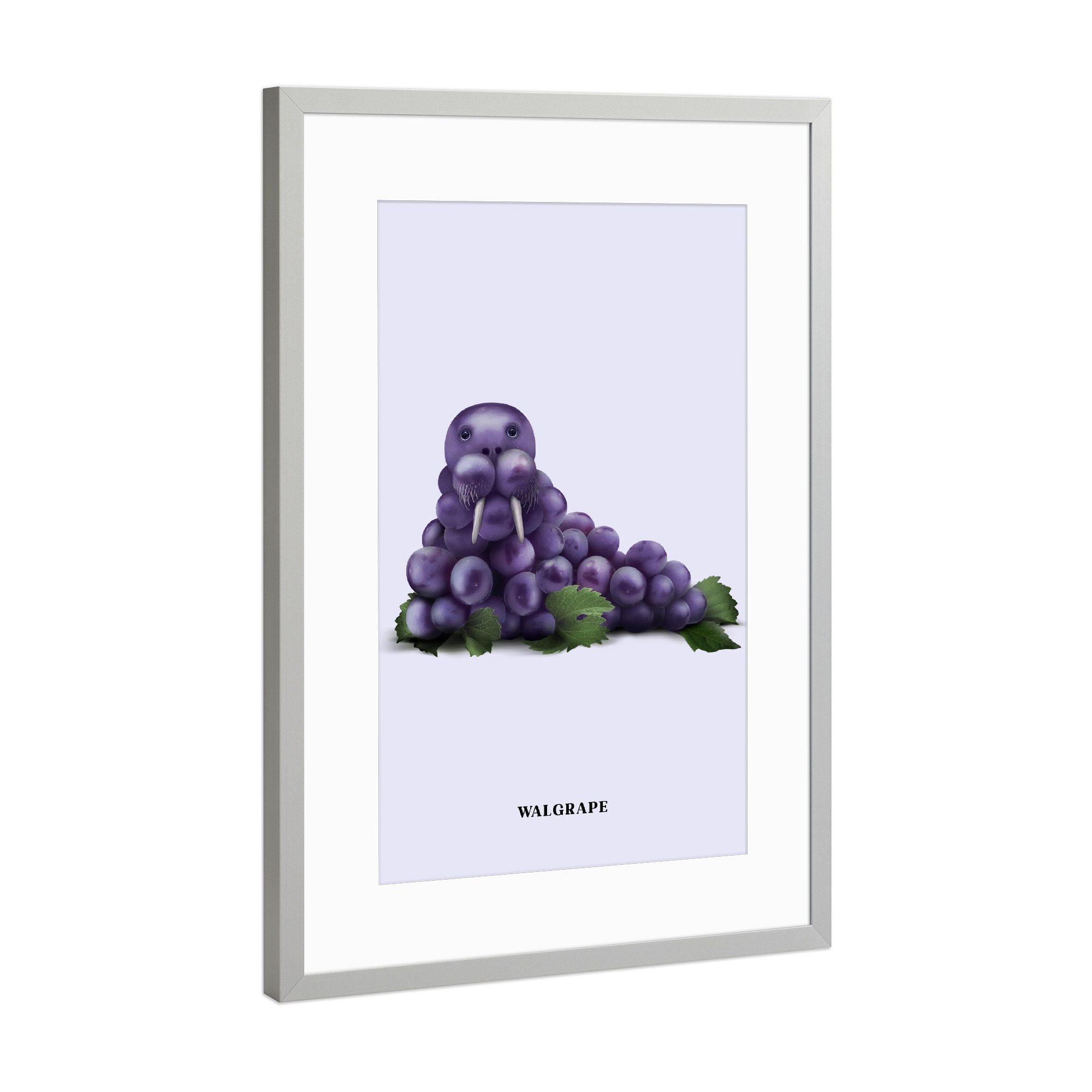 Poster mit Rahmen Silber "Walgrape" artboxONE - Tiere,Essen & Trinken / Obst & Gemüse,Lustig