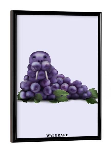 Poster mit schwarzem Rahmen "Walgrape" artboxONE - Tiere,Essen & Trinken / Obst & Gemüse,Lustig