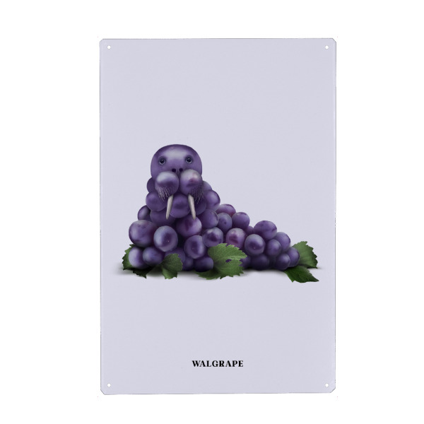 Metall Poster "Walgrape" artboxONE - Tiere,Essen & Trinken / Obst & Gemüse,Lustig