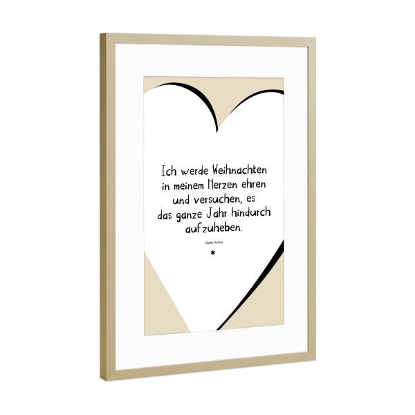 Poster mit Rahmen Gold "Weihnachten ehren" artboxONE - Typografie,Liebe,Weihnachten