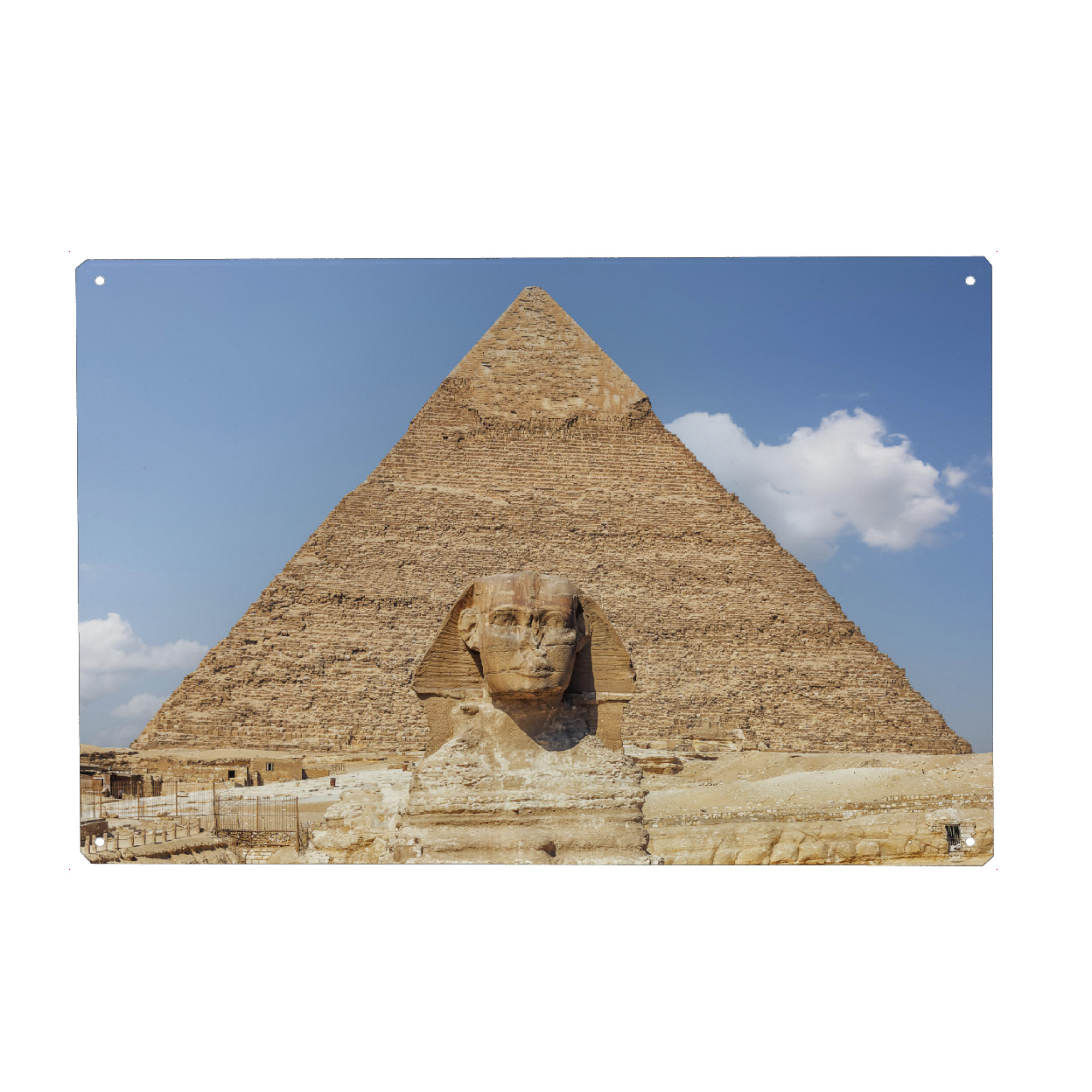 Metall Poster "Sphinx And Pyramid" artboxONE - Städte,Reise,Architektur,Reise / Afrika,Reise / Länder