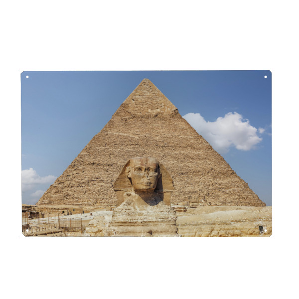 Metall Poster "Sphinx And Pyramid" artboxONE - Städte,Reise,Architektur,Reise / Afrika,Reise / Länder