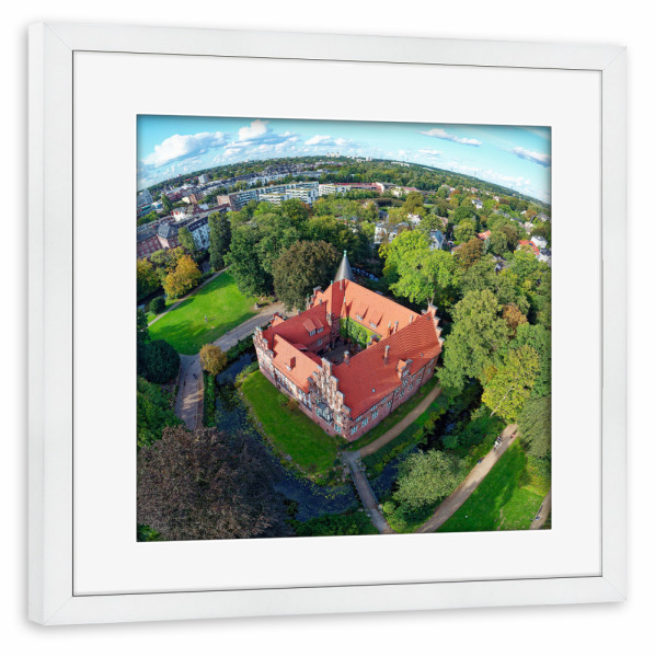Poster mit Rahmen weiß "Schloss Hamburg-Bergedorf,Horizon" artboxONE - Städte,Städte / Hamburg,Reise,Architektur,Reise / Länder