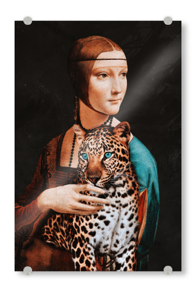 Acrylglasbild "Lady with a jaguar by Tas" artboxONE - Natur,Tiere,Menschen