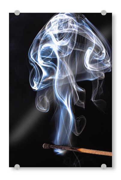 Acrylglasbild "Rauchfahne" artboxONE - Abstrakt - Rauch,Streichholz,Feuer,Makro,Makrofotografie