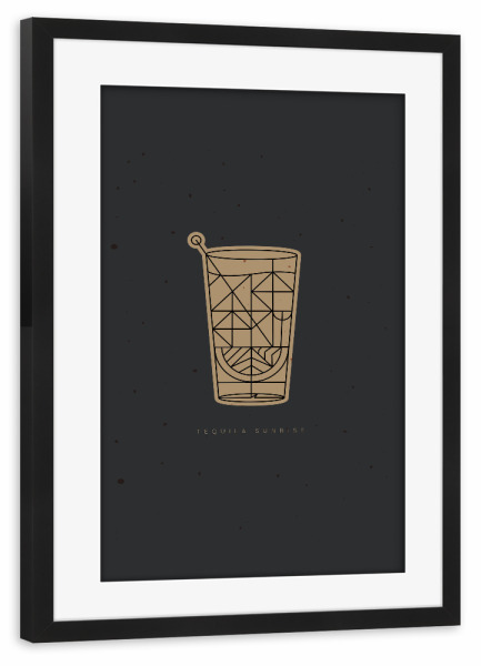 Poster mit Rahmen schwarz "Art deco Tequila Sunrise dark" artboxONE - Essen & Trinken / Alkohol