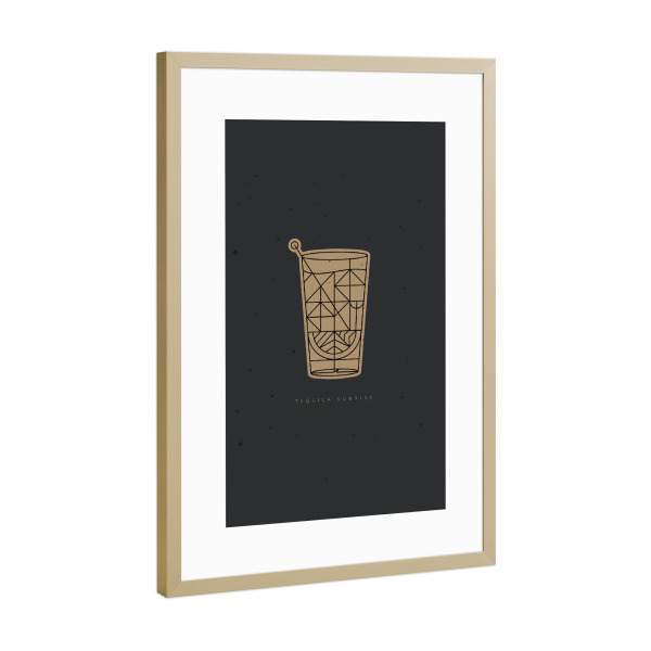 Poster mit Rahmen Gold "Art deco Tequila Sunrise dark" artboxONE - Essen & Trinken / Alkohol