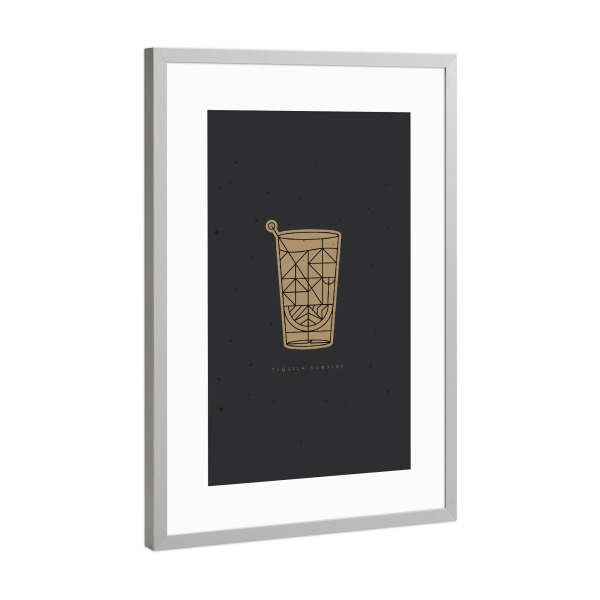 Poster mit Rahmen Silber "Art deco Tequila Sunrise dark" artboxONE - Essen & Trinken / Alkohol