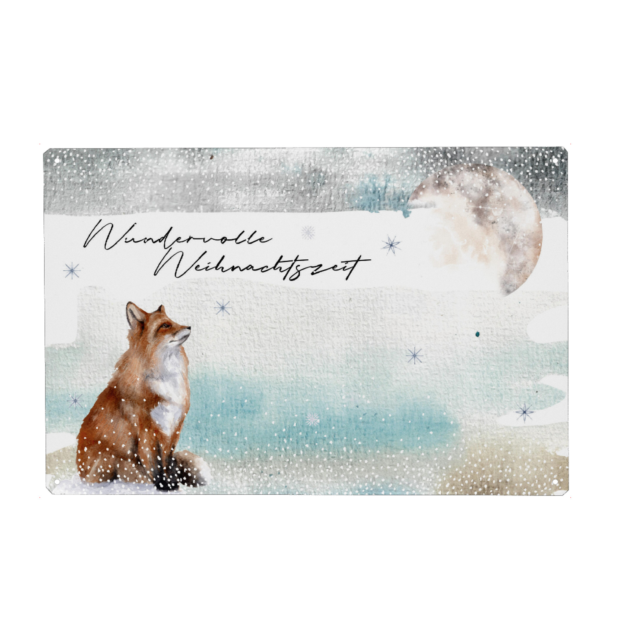 Metall Poster "Wundervolle Weihnachtszeit m Fuchs" artboxONE - Natur,Tiere,Abstrakt,Weihnachten
