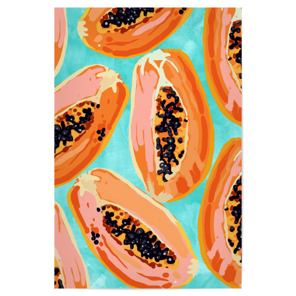 Poster "Big Papaya Watercolor Painting" artboxONE - Essen & Trinken