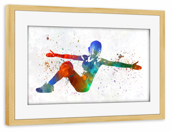 Poster mit Rahmen kiefer "Fitness in watercolor-r" artboxONE - Sport - Sport,Sports,Watercolor,Gymnastics,Gym,Exercise,Fitness,Olympic