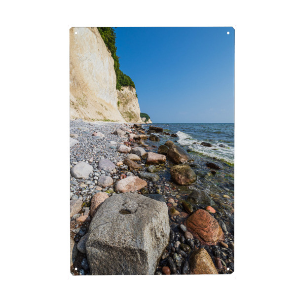 Holzbild "Steine, Wellen, Kreideküste" artboxONE - Natur,Reise,Reise / Strand und Meer