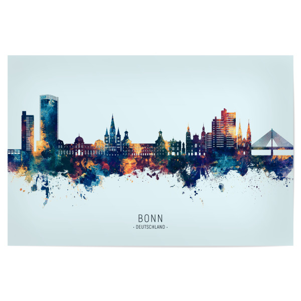 Poster "Bonn Germany Skyline BlueOrange" artboxONE - Städte