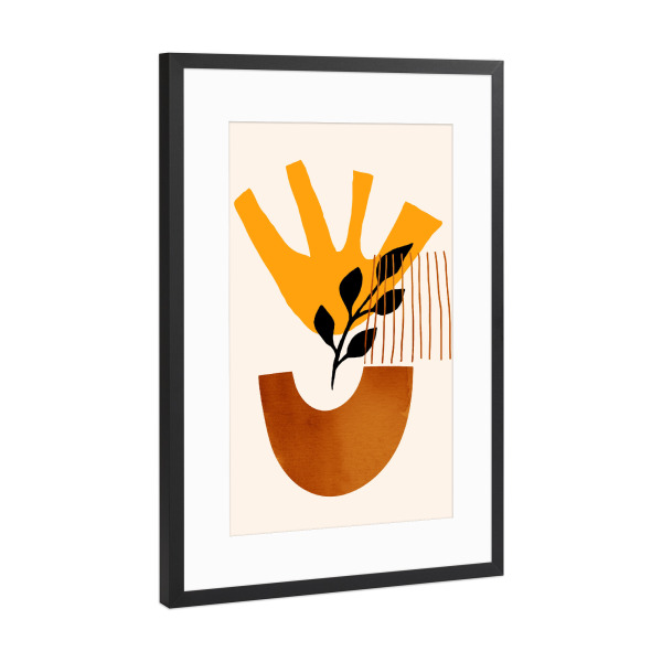 Poster mit Rahmen Schwarz (Metallic) "Mid Century" artboxONE - Floral,Abstrakt