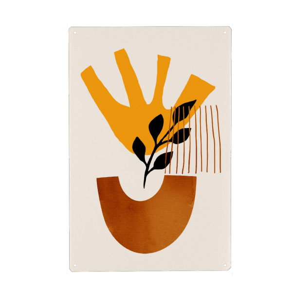 Metall Poster "Mid Century" artboxONE - Floral,Abstrakt - Minimal,Abstrakt,Abstract,Minimalismus,Geometrie,Geometry,Shapes,Formen,Leaf,Blatt