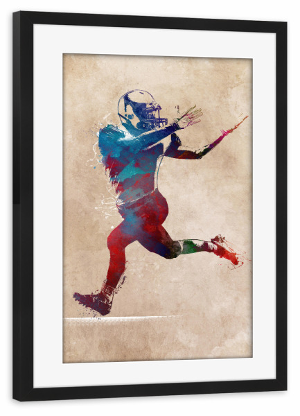 Poster mit Rahmen schwarz "Sport american football player" artboxONE - Sport,Sport / Fußball