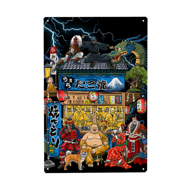 Holzbild "Japanese food street stall" artboxONE - Comic,Städte / Tokio