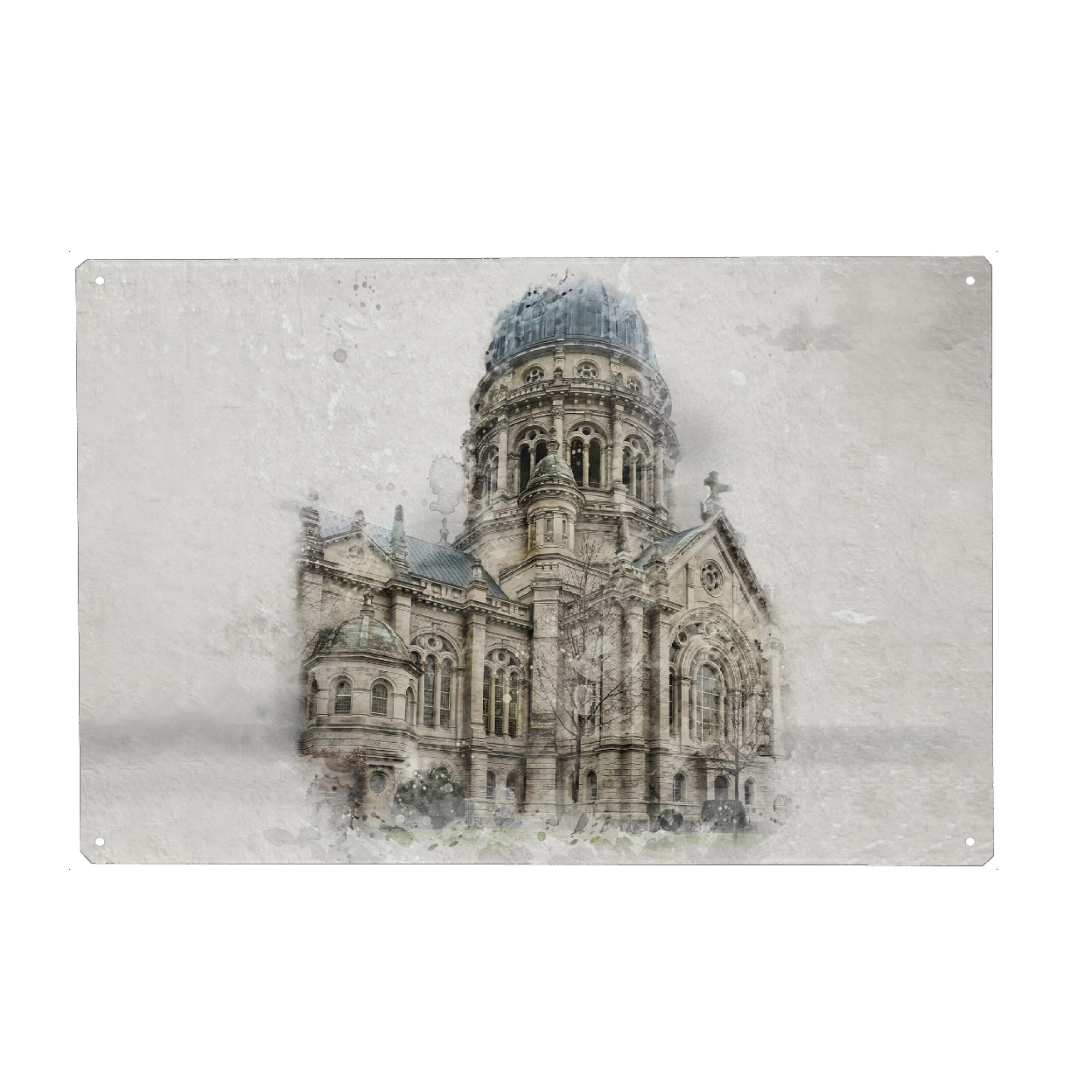Holzbild "Christuskirche in Mainz" artboxONE - Städte,Architektur