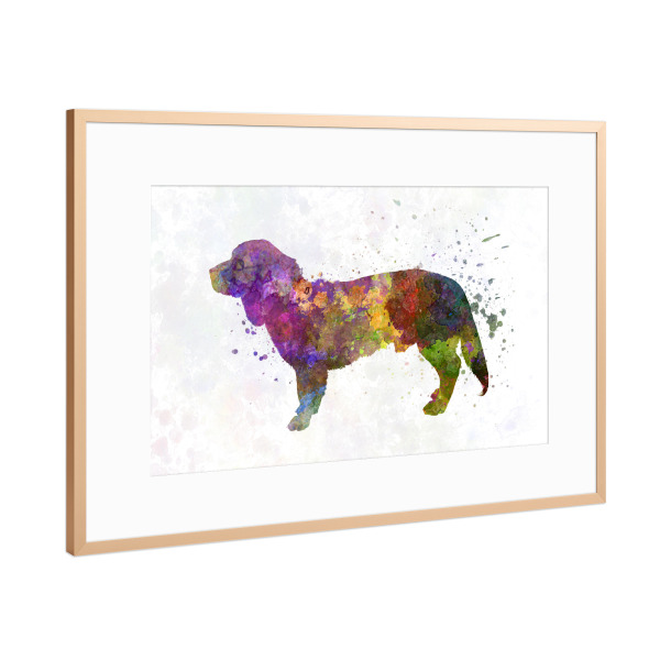 Poster mit Rahmen Kupfer "Alpine Dachsbracke dog" artboxONE - Tiere - Dog,Pet,Childish,Watercolor,Decorative,Children's decoration,Animal,Animals,Dogs