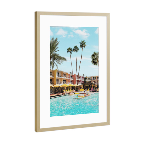 Poster mit Rahmen Gold "Palm Springs Hotel" artboxONE - Architektur,Reise / Strand und Meer,Sport / Sommerspiele,Städte / Los Angeles,Für Mama