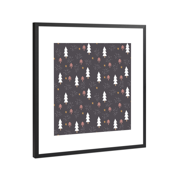 Poster mit Rahmen Schwarz (Metallic) "Winter Bäume Muster" artboxONE - Natur,Floral,Geometrie,Weihnachten