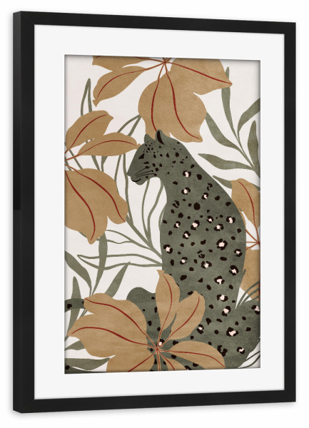 Poster mit Rahmen schwarz "Cat in the jungle" artboxONE - Natur,Floral,Tiere,Abstrakt