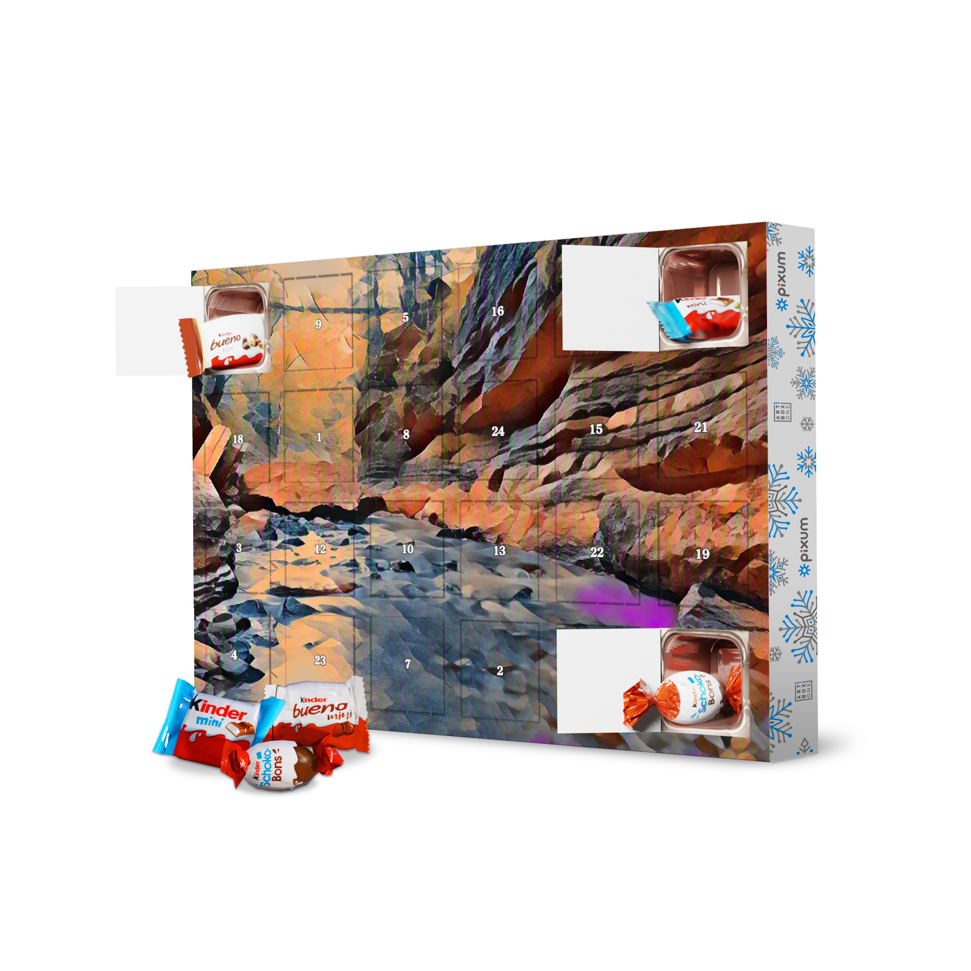 Adventskalender mit Produkten von Kinder Die roten Felsen der Tauglschlucht artboxONE Adventskalender Natur