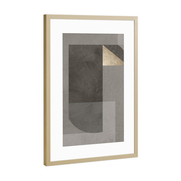 Poster mit Rahmen Gold "Gray Abstract Gold" artboxONE - Abstrakt,Geometrie