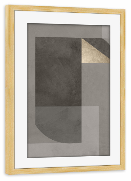Poster mit Rahmen kiefer "Gray Abstract Gold" artboxONE - Abstrakt,Geometrie