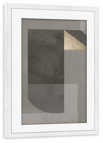 Poster mit Rahmen weiß "Gray Abstract Gold" artboxONE - Abstrakt,Geometrie