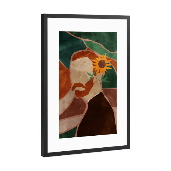 Poster mit Rahmen Schwarz (Metallic) "Vincent and sunflower by Tas" artboxONE - Floral,Abstrakt,Menschen
