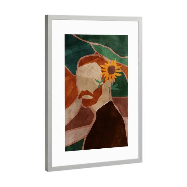 Poster mit Rahmen Silber "Vincent and sunflower by Tas" artboxONE - Floral,Abstrakt,Menschen