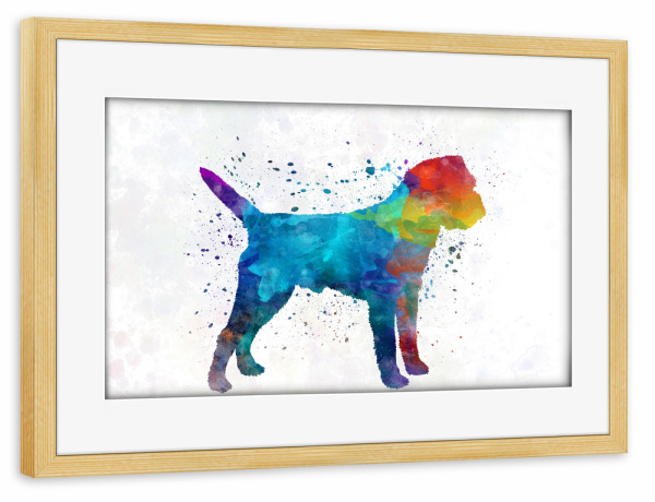 Poster mit Rahmen kiefer "Border Terrier in watercolor" artboxONE - Tiere,Abstrakt