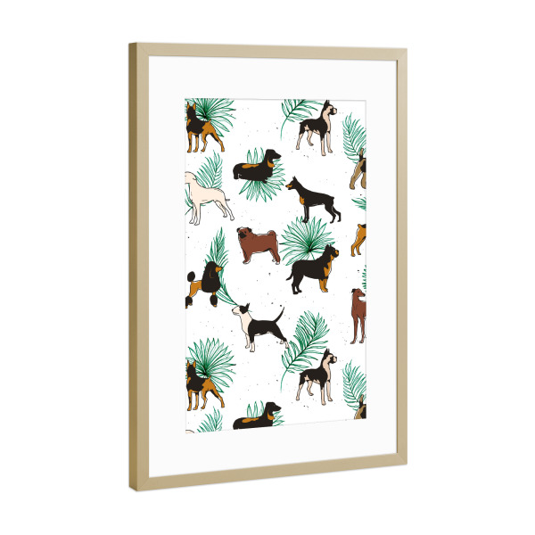 Poster mit Rahmen Gold "Miracles With Paws" artboxONE - Tiere,Liebe