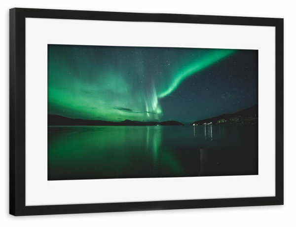 Poster mit Rahmen schwarz "Aurora Borealis Norway" artboxONE - Natur