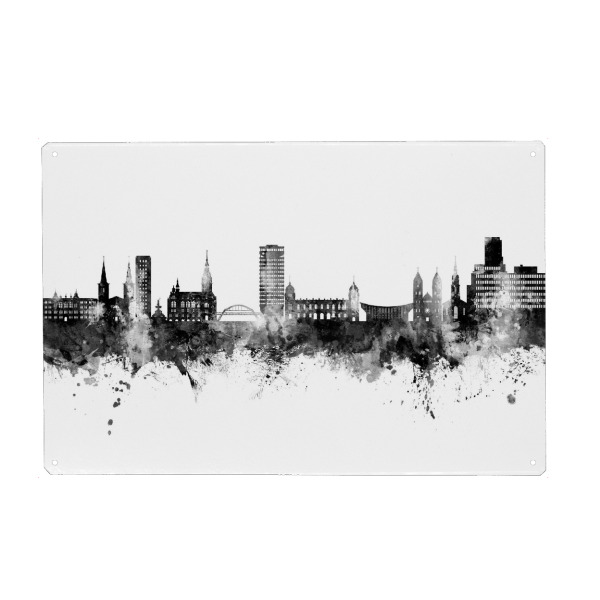 Metall Poster "Wuppertal Germany Skyline Black" artboxONE - Städte